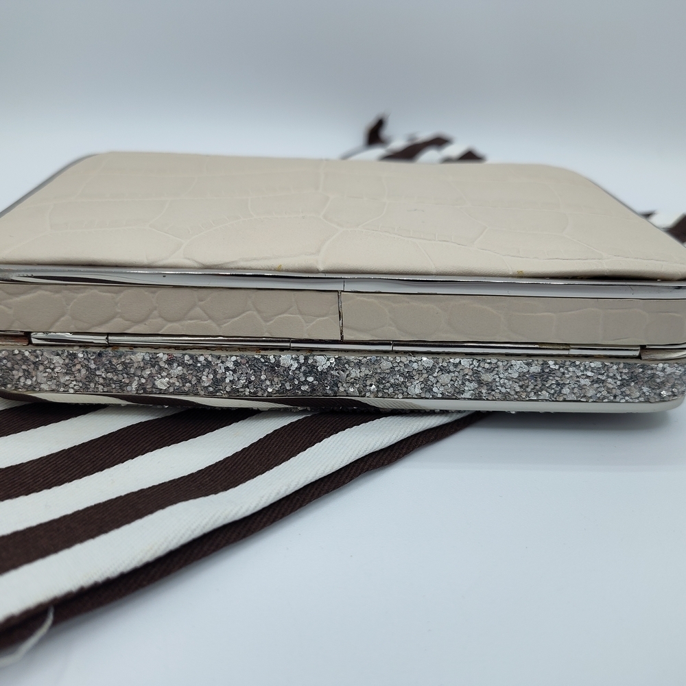 Henri Bendel Glitter Croc Embossed Box Clutch Crossbody Bag w/ Dust Bag - Picture 3 of 4
